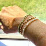 Green Aventurine beaded with Gold Bracelet
