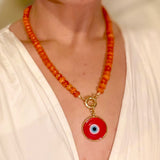 Hand Beaded Eye Medallion Necklace