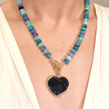 Limited Edition Aqua Blue Beaded Pendant Necklace