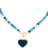 Limited Edition Aqua Blue Beaded Pendant Necklace