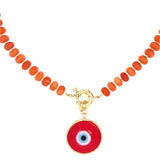 Hand Beaded Eye Medallion Necklace